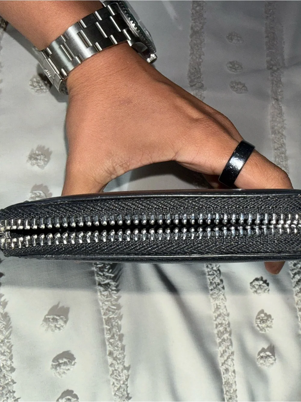 Versace Collection Black Zip-Around Leather Wallet